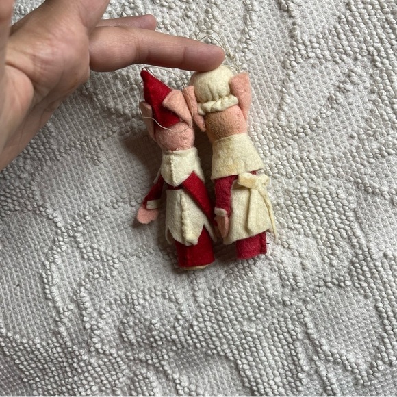 Vintage Mid Century Felt Mouse Christmas Ornaments Mr. Mrs Claus - Picture 5 of 5